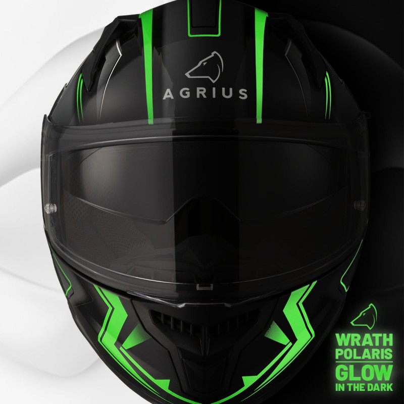Casca moto Agrius Wrath Polaris – Verde Glow In The Dark NOUA